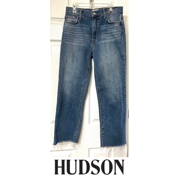 Hudson Noa High Rise Straight Cropped Jean Frayed Hem in Addison Size 26 - Picture 3 of 17